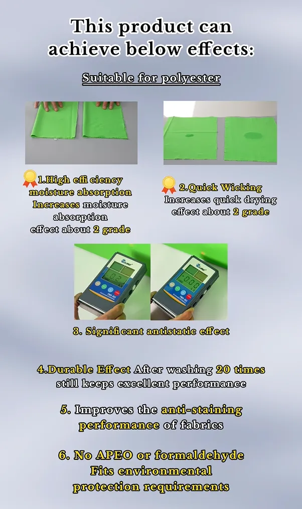Quick Drying Agent To Upgrade the Comfort and Function of Polyester Fabric