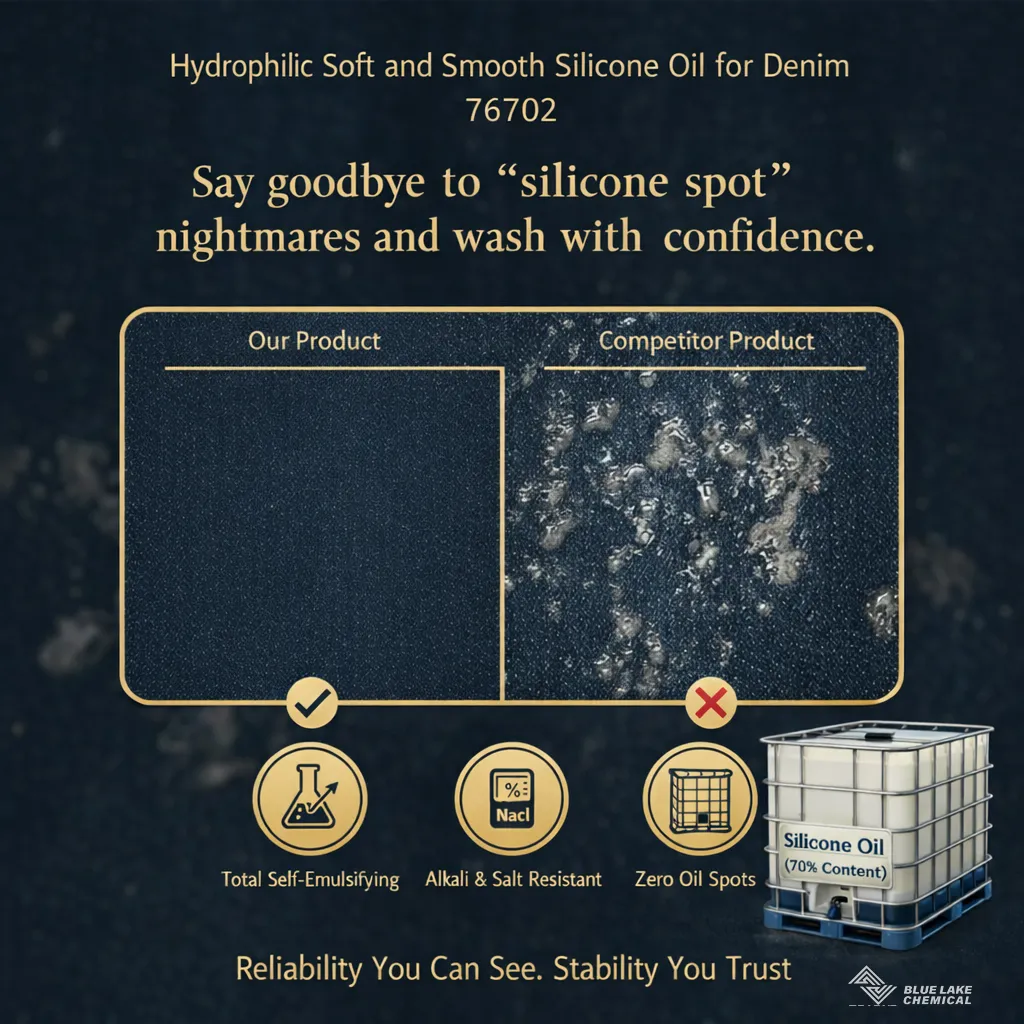 Finishing of Denim Fabric Is Smoother and More Stable High-concentration Hydrophilic & Fluffy Silicone Oil Helps to Improve Processing Quality and Efficiency
